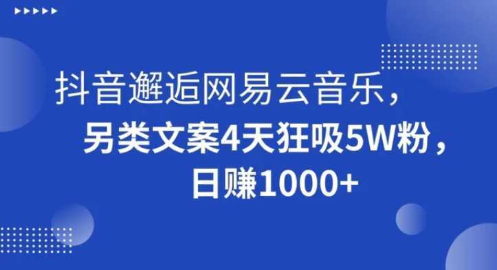 抖音邂逅网易云音乐,另类文案4天狂吸5W粉,日赚1000+【揭秘】