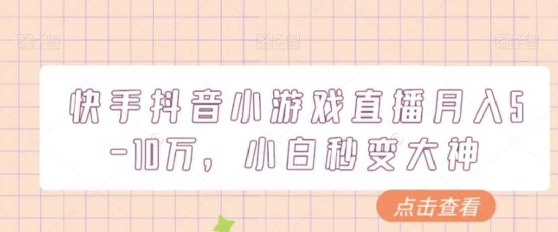 快手抖音小游戏直播月入5-10万,小白秒变大神