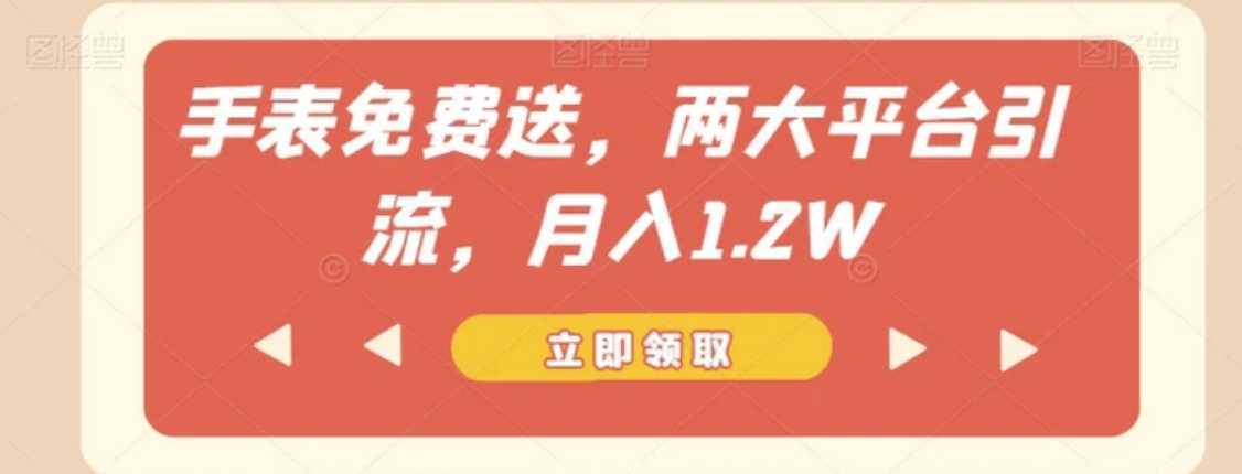 手表免费送,两大平台引流,月入1.2W【揭秘】