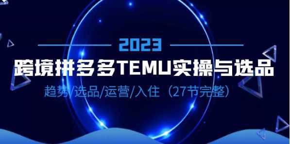 2023跨境·拼多多·TEMU实操与选品,趋势·选品·运营·入住