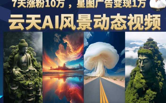 云天AI风景动图视频制作,7天涨粉10万,星图广告变现1万