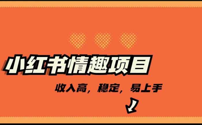 最新小红书情趣项目,市场大,日入千+,持续稳定收入