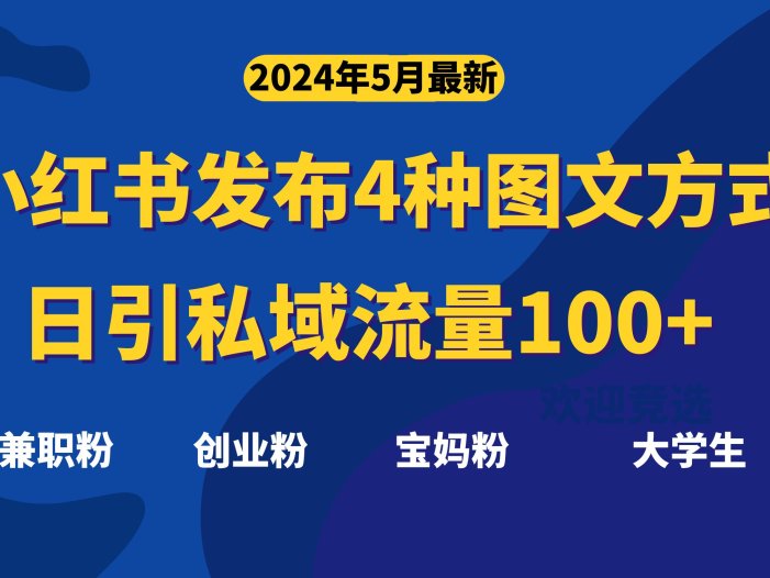 最新小红书发布这四种图文,日引私域流量100+不成问题,