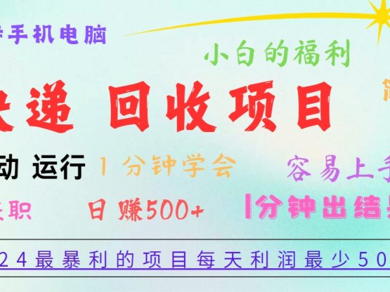 2024最暴利的项目,每天利润500+,容易上手,小白一分钟学会,一分钟出结果